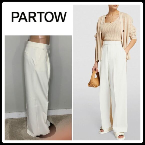New. PARTOW ivory wide leg high rise trouser. Normally $1497